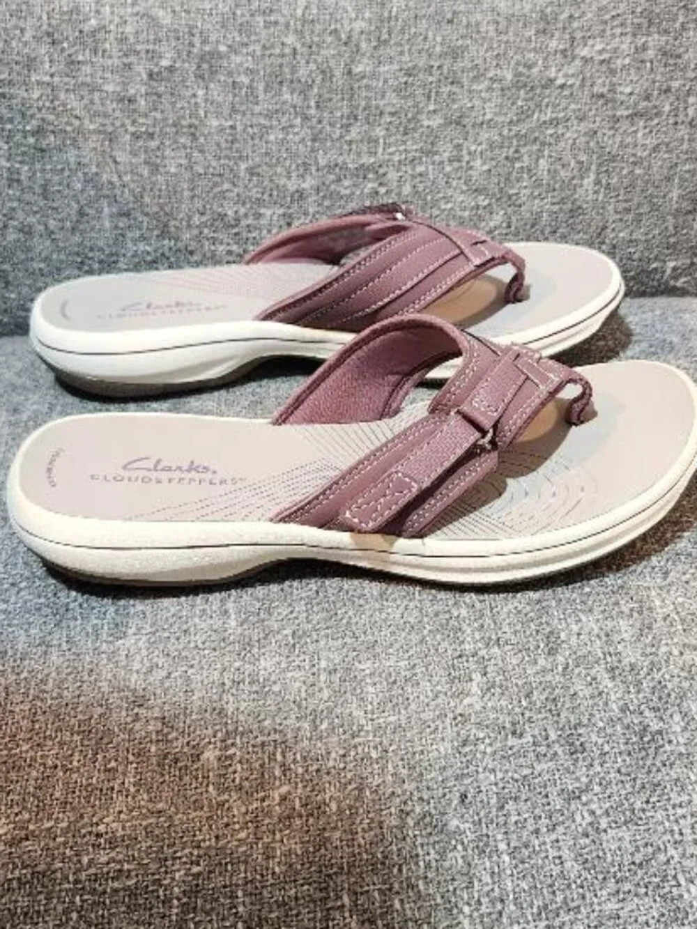 Clarks Cloudsteppers Breeze Sea Sandals Purple - Picture 2 of 6
